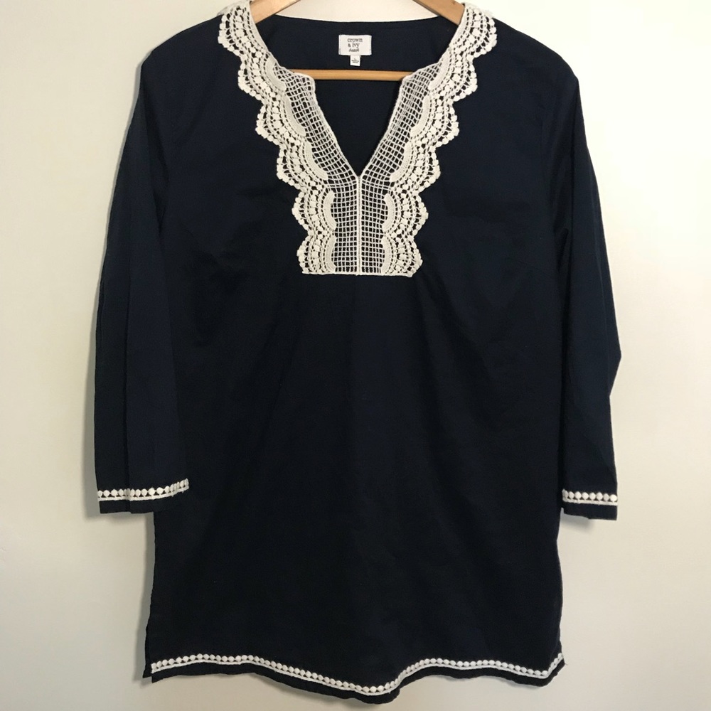 Crown & Ivy Beach Coverup Dark Blue Size Large